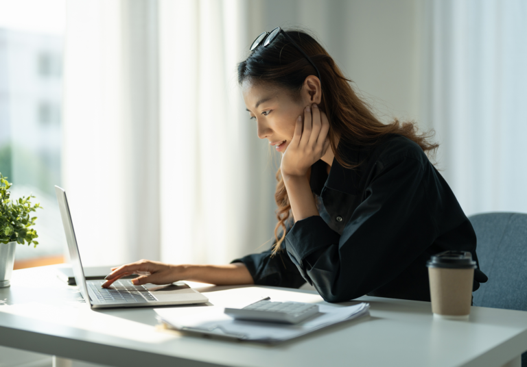Asian-women-working-on-her-laptop